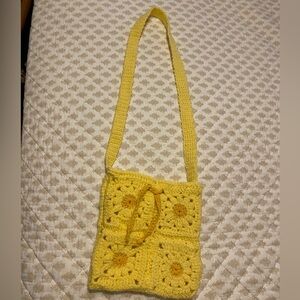 Yellow Crochet Shoulder Bag